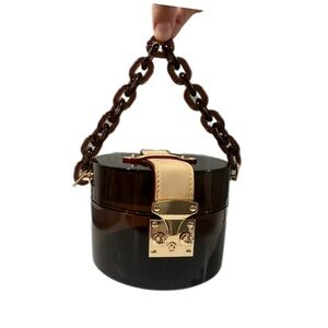Elegant Small Brown Acrylic Chain Handle Bag